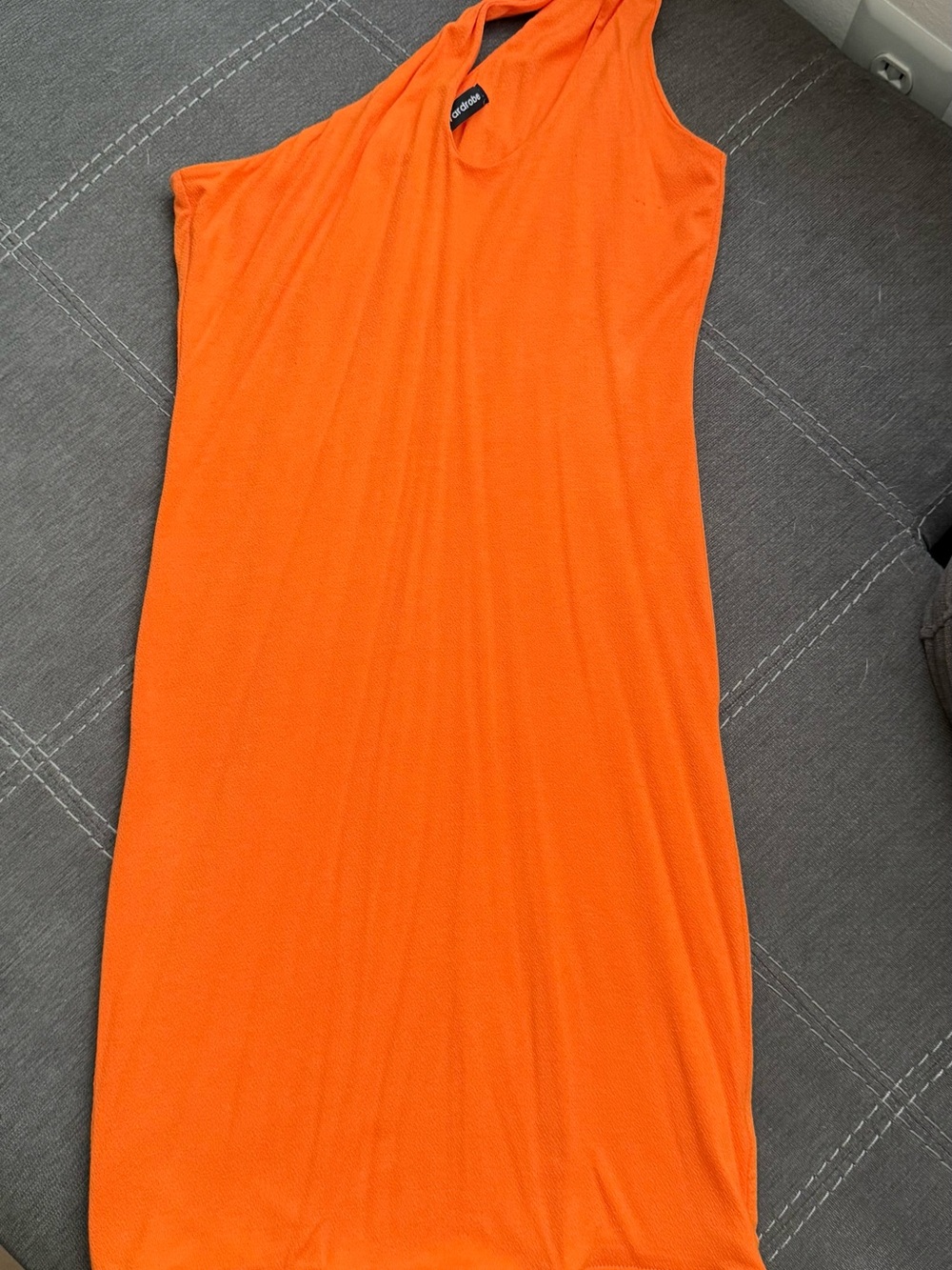 naked wardrobe One-Shoulder V-Neck Dress in Vibrant Orange